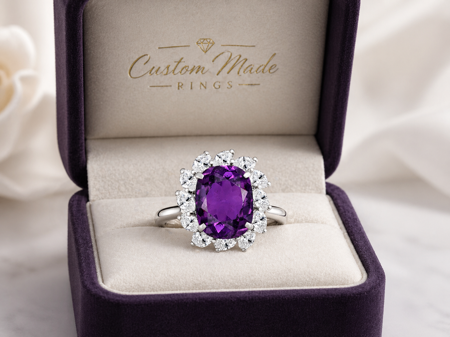 New 2026 5 custom made unique affordable purple sapphire diamond accents engagement rings