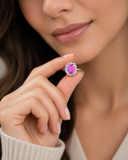 New 2026 5 custom made unique affordable pink sapphire diamond accents engagement rings