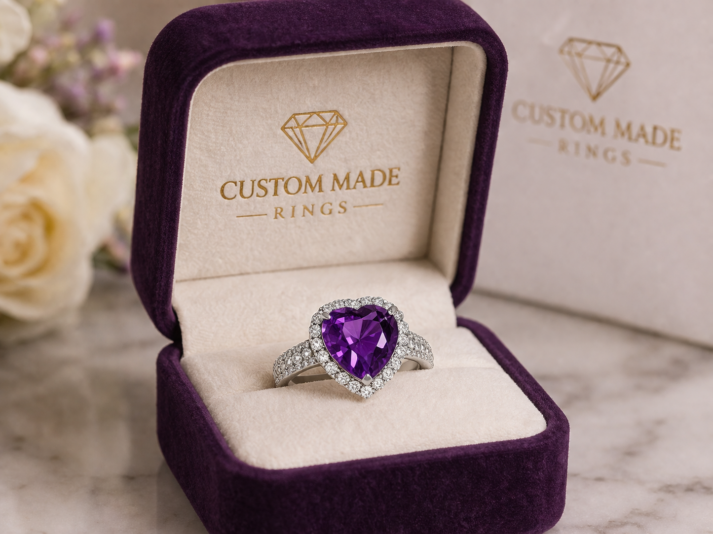 New 2026 7 custom made unique affordable purple sapphire diamond accents engagement rings