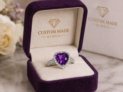New 2026 7 custom made unique affordable purple sapphire diamond accents engagement rings