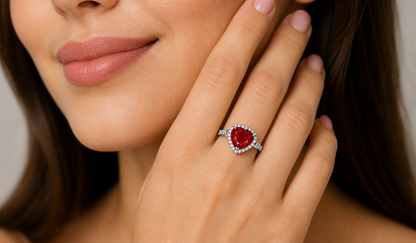 New 2026 7 custom made unique affordable ruby diamond accents engagement rings