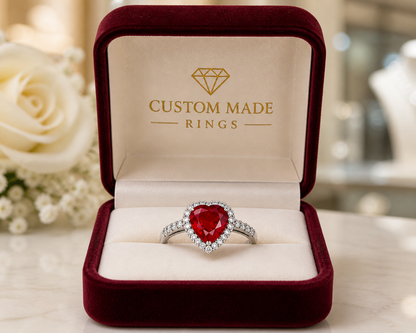 New 2026 7 custom made unique affordable ruby diamond accents engagement rings