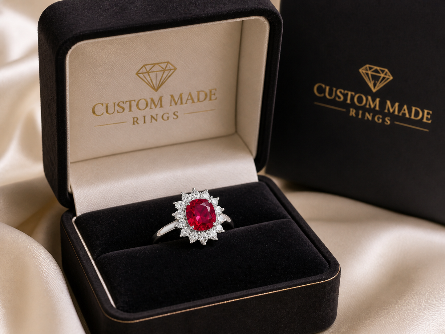 New 2026 14 custom made unique affordable ruby diamond accents engagement rings