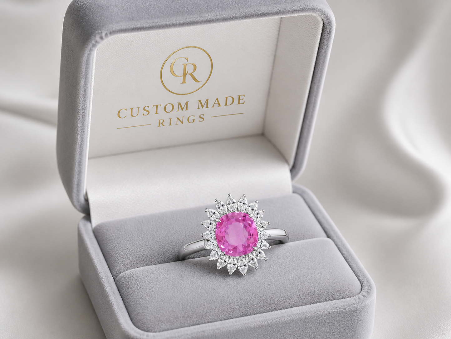 New 2026 14 custom made unique affordable pink sapphire diamond accents engagement rings