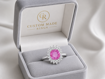 New 2026 14 custom made unique affordable pink sapphire diamond accents engagement rings