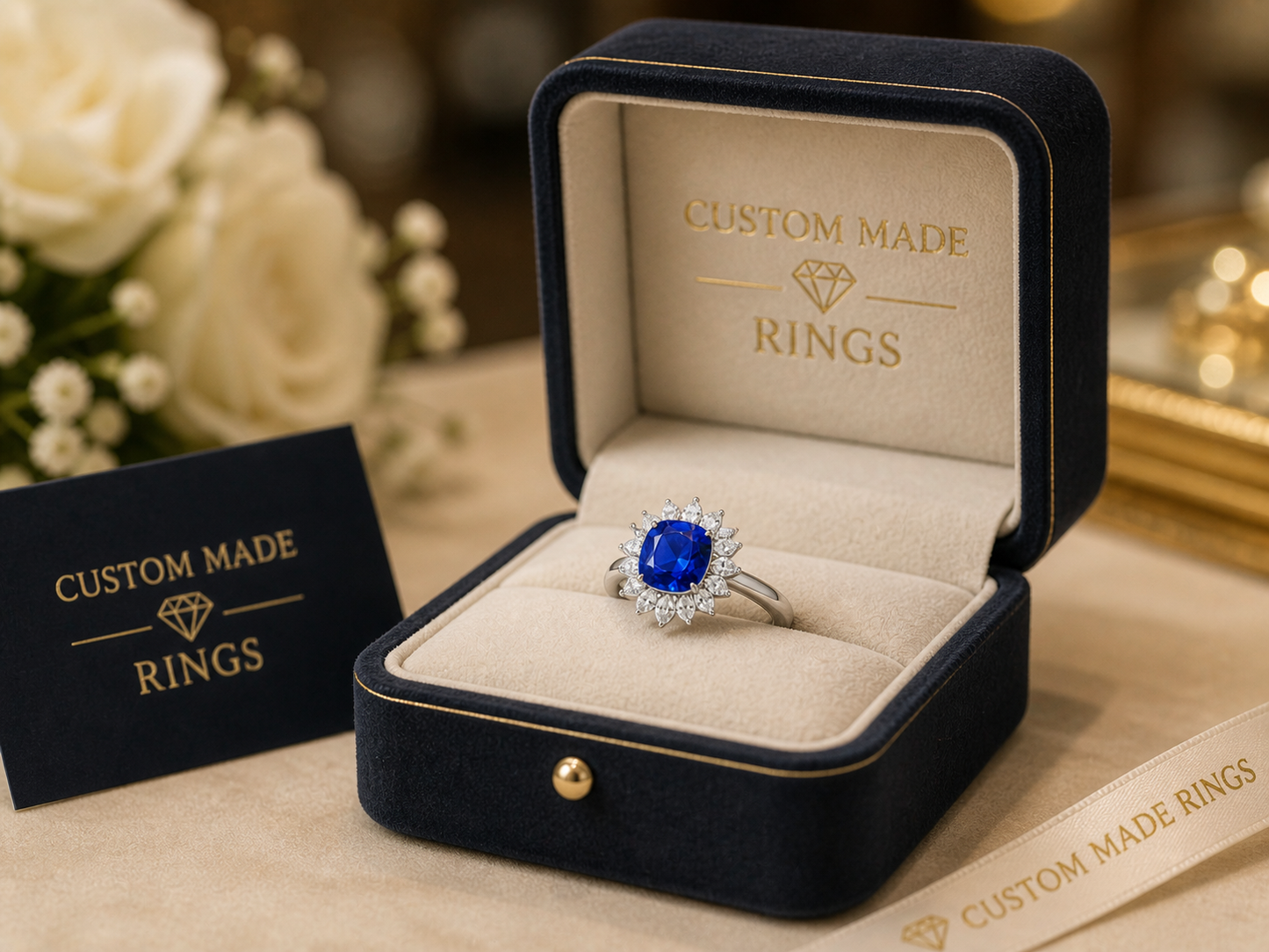 New 2026 14 custom made unique affordable blue sapphire diamond accents engagement rings