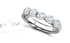 anniversary band bar set with five round diamonds