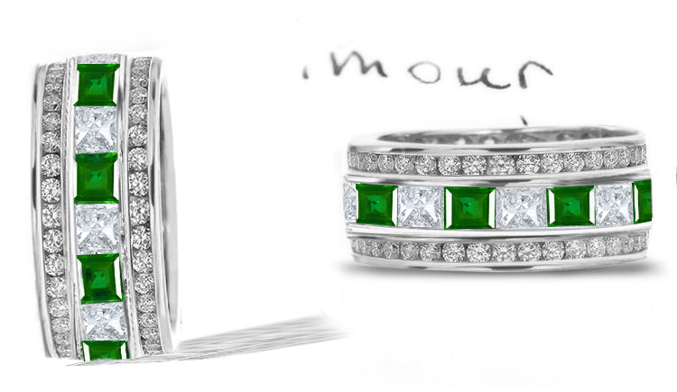 Emerald and Diamond Eternity Band