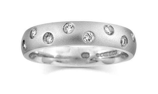 stackable eternity band burnish set with round diamonds