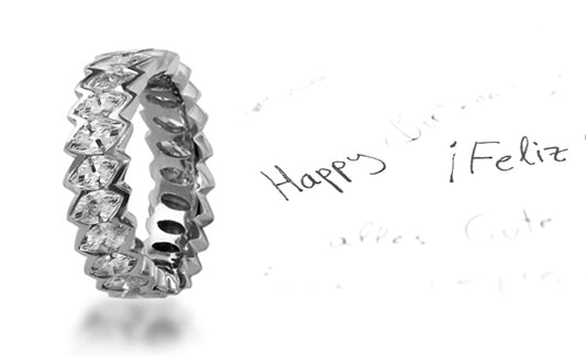 stackable eternity band with bezel set marquise diamonds