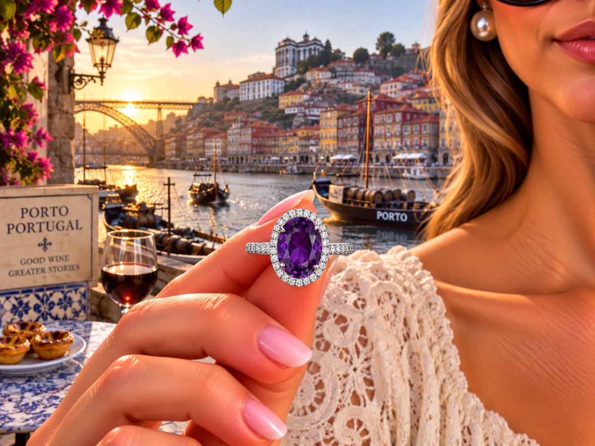 1213 custom made vintage inspired purple sapphire and diamond floral halo engagement rings