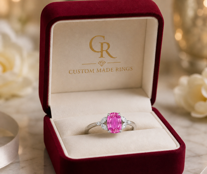 New 2026 50 custom made unique affordable pink sapphire diamond accents engagement rings
