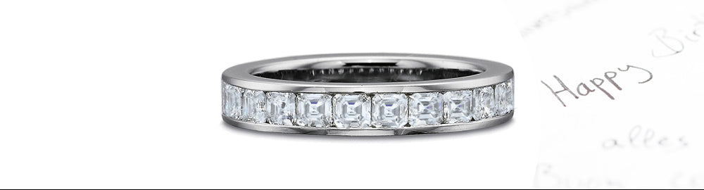 stackable eternity ring channel set with asscher cut diamonds