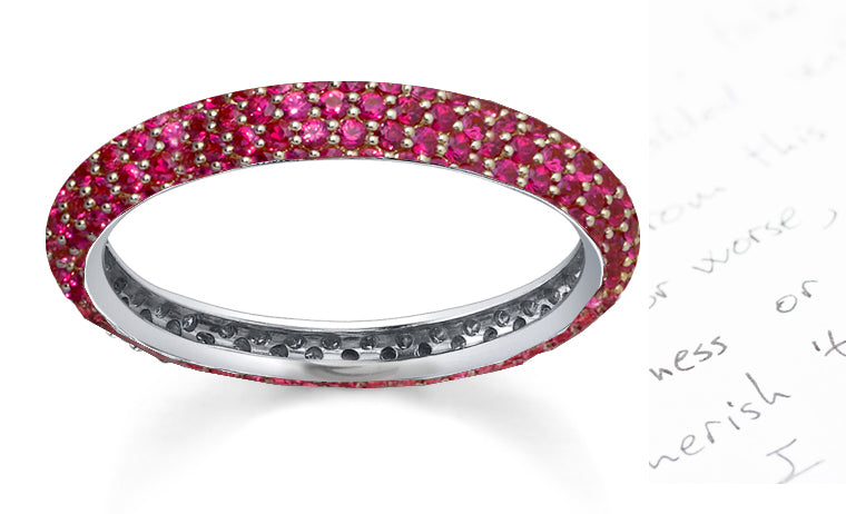 stackable eternity band with pave set round rubies