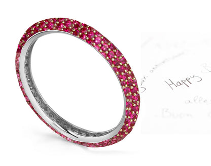 stackable eternity band with pave set round rubies