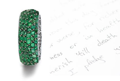 stackable eternity band with pave set emeralds