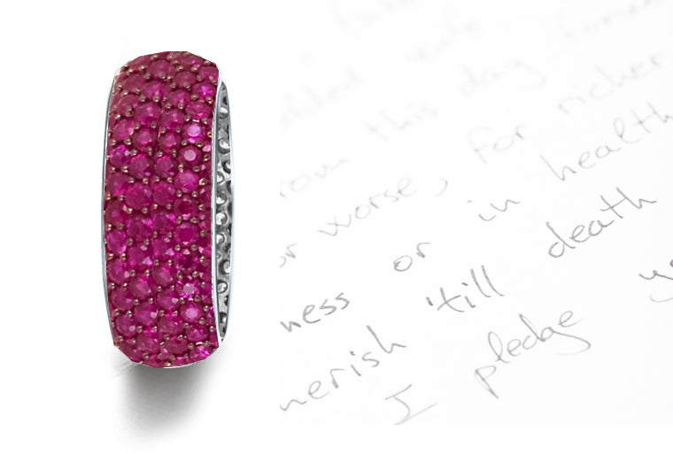 stackable multi-row eternity band with pave set rubies