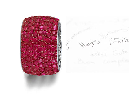 stackable multi-row eternity ring with pave set rubies