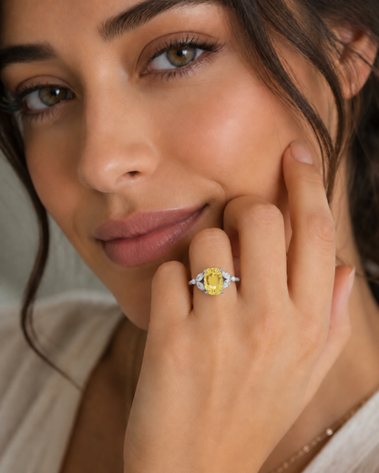 New 2026 50 custom made unique affordable yellow sapphire diamond accents engagement rings