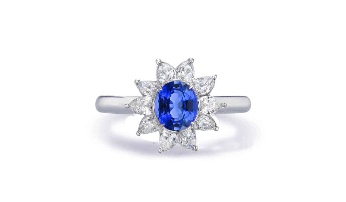 Custom made antique vintage inspired blue sapphire and diamond halo engagement rings 11
