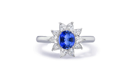 Custom made antique vintage inspired blue sapphire and diamond halo engagement rings 11