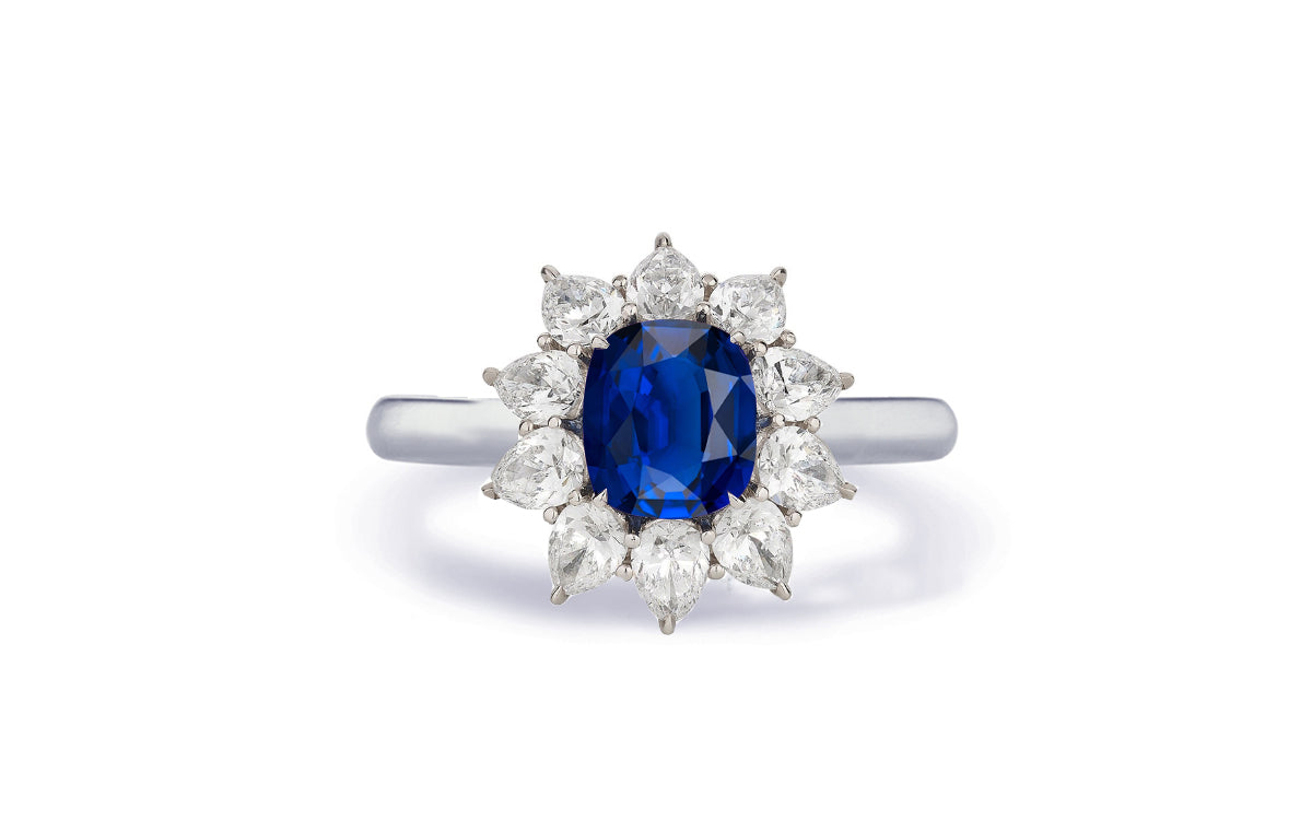 Custom made antique vintage inspired blue sapphire and diamond halo engagement rings 13