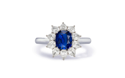 Custom made antique vintage inspired blue sapphire and diamond halo engagement rings 13
