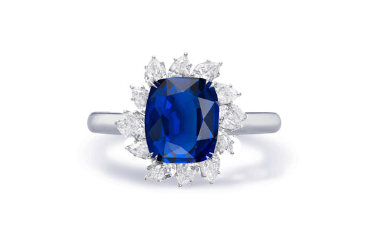 Custom made antique vintage inspired blue sapphire and diamond halo engagement rings 16