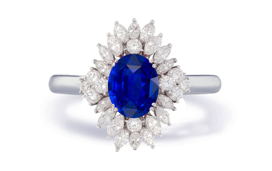 Custom made antique vintage inspired blue sapphire and diamond halo engagement rings 2