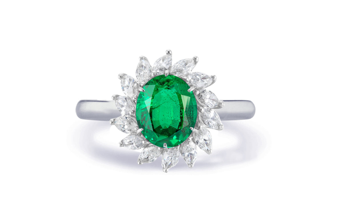Custom made antique vintage inspired emerald and diamond halo engagement rings 5