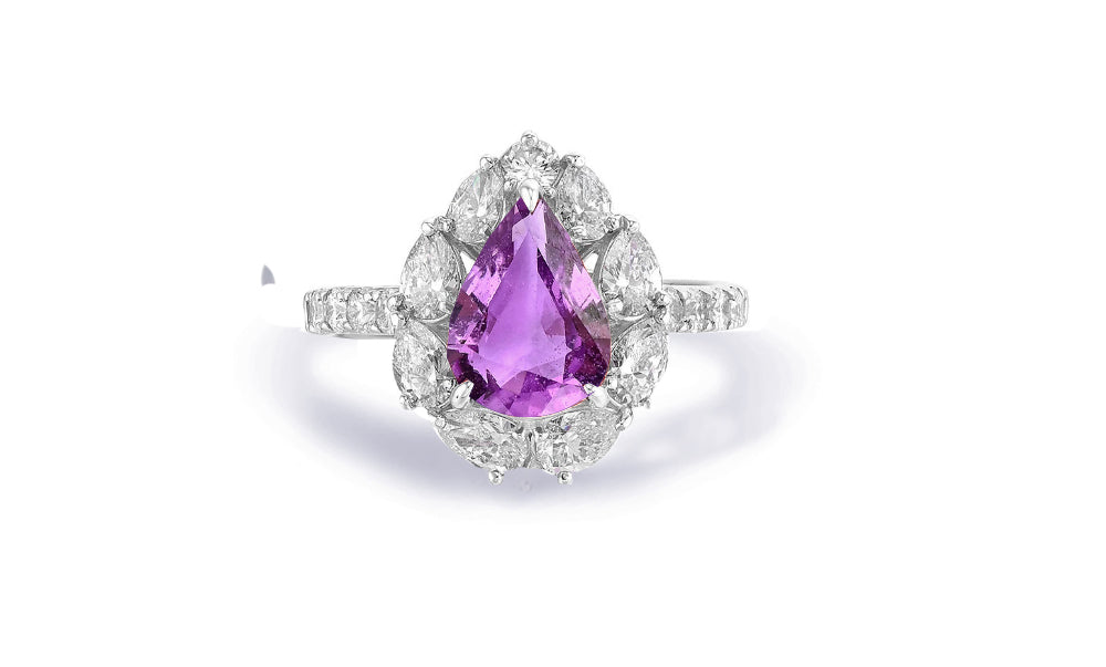 Custom made antique vintage inspired purple sapphire and diamond halo engagement rings 14