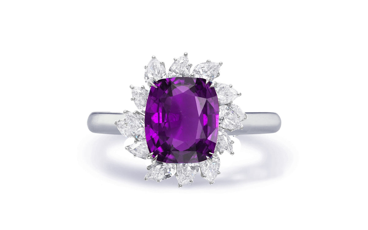 Custom made antique vintage inspired ruby and diamond halo engagement rings 1