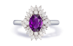 Custom made antique vintage inspired purple sapphire and diamond halo engagement rings 2