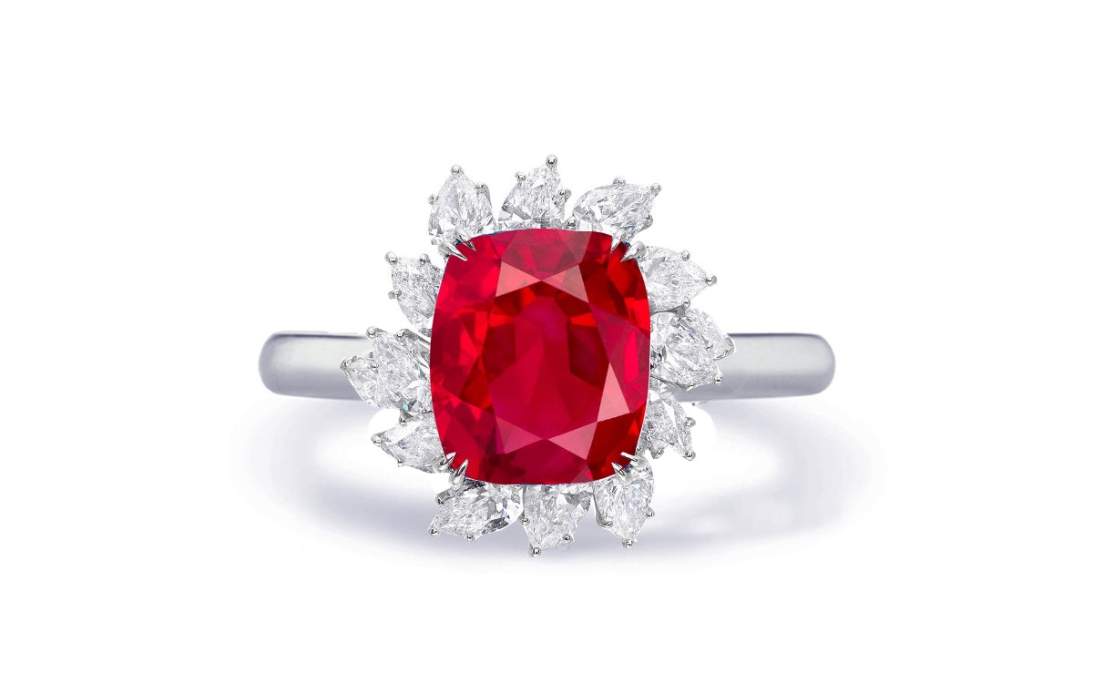 Custom made antique vintage inspired ruby and diamond halo engagement rings 16