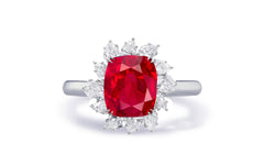 Custom made antique vintage inspired ruby and diamond halo engagement rings 16