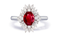 Custom made antique vintage inspired ruby and diamond halo engagement rings 2