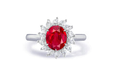 Custom made antique vintage inspired ruby and diamond halo engagement rings 5