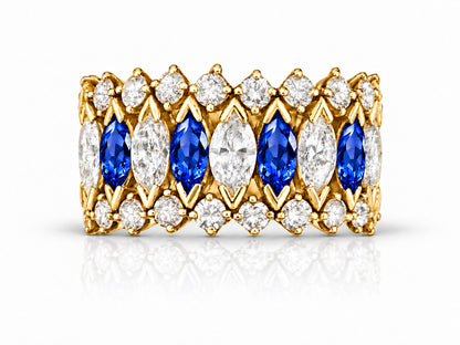 Custom made stackable diamond and blue sapphire anniversary eternity rings 2026 1