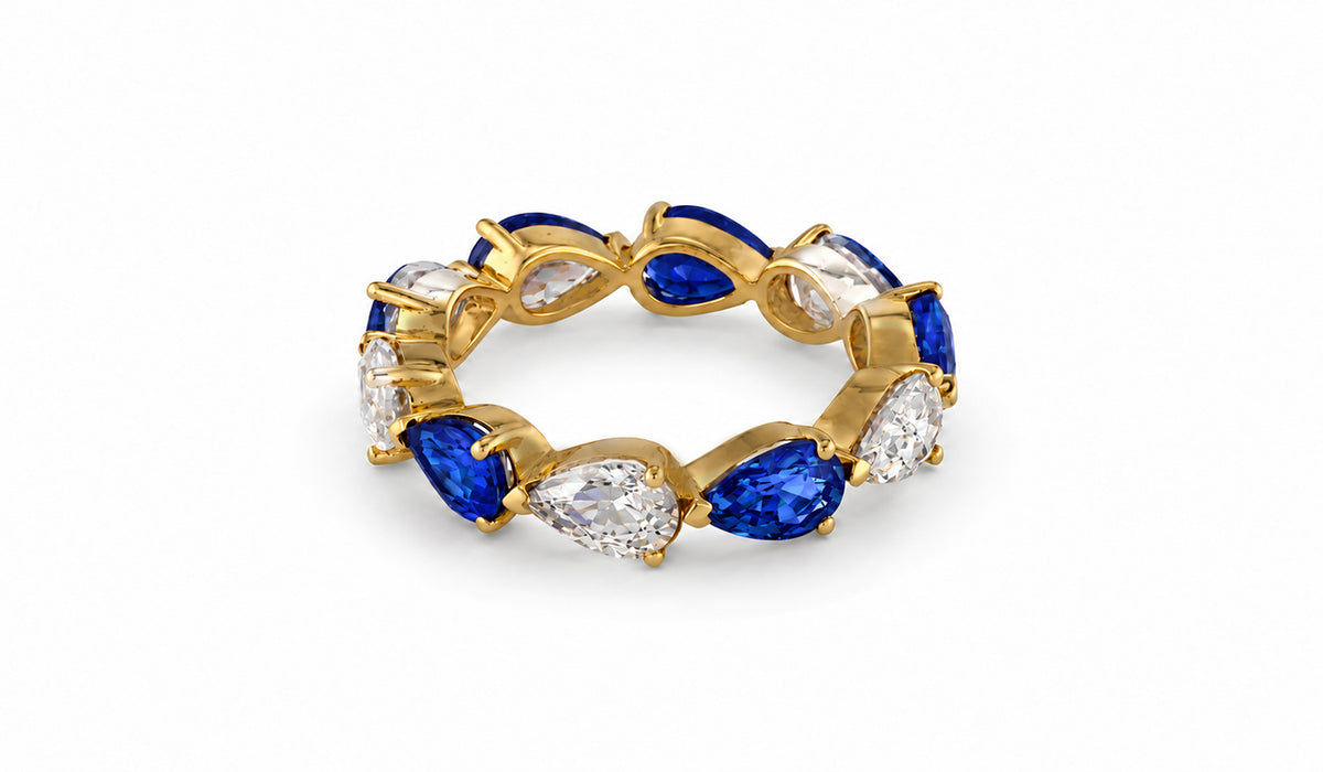 Custom made stackable diamond and blue sapphire anniversary eternity rings 2026 20
