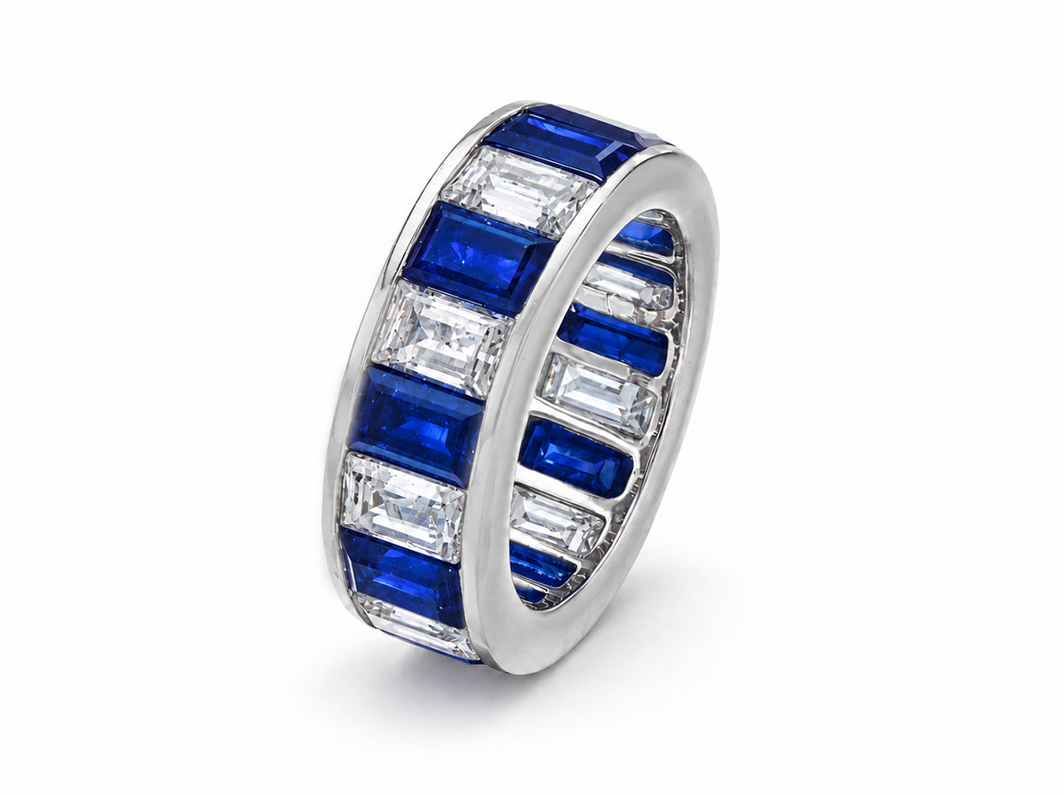 Custom made stackable diamond and blue sapphire anniversary eternity rings 2026 30
