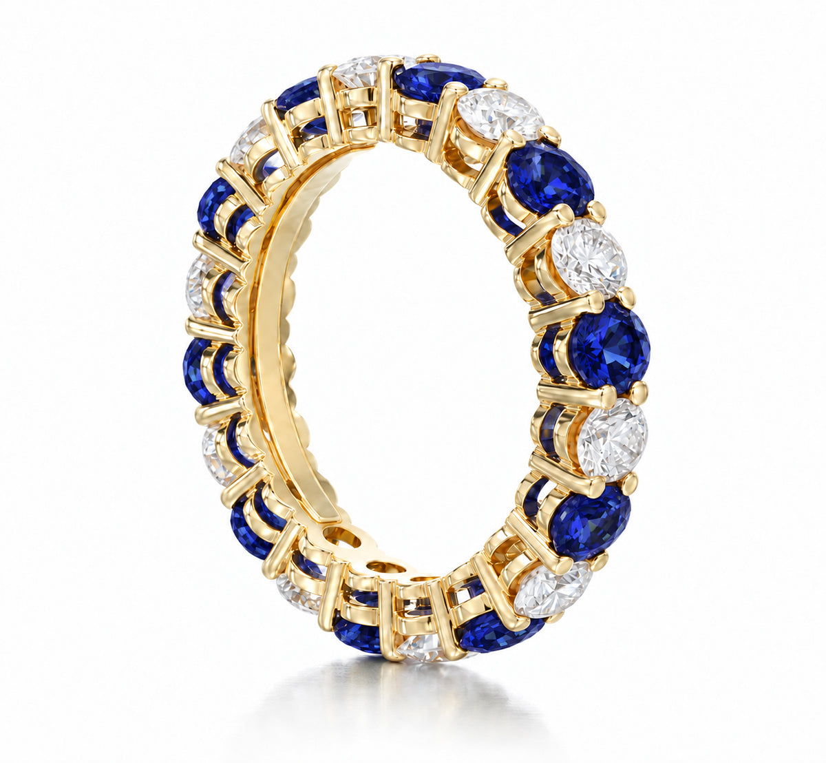 Custom made stackable diamond and blue sapphire anniversary eternity rings 2026 33