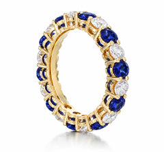 Custom made stackable diamond and blue sapphire anniversary eternity rings 2026 33