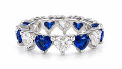 Custom made stackable diamond and blue sapphire anniversary eternity rings 2026 4