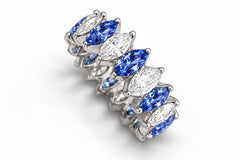 Custom made stackable diamond and blue sapphire anniversary eternity rings 2026 5