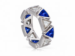 Custom made stackable diamond and blue sapphire anniversary eternity rings 2026 6
