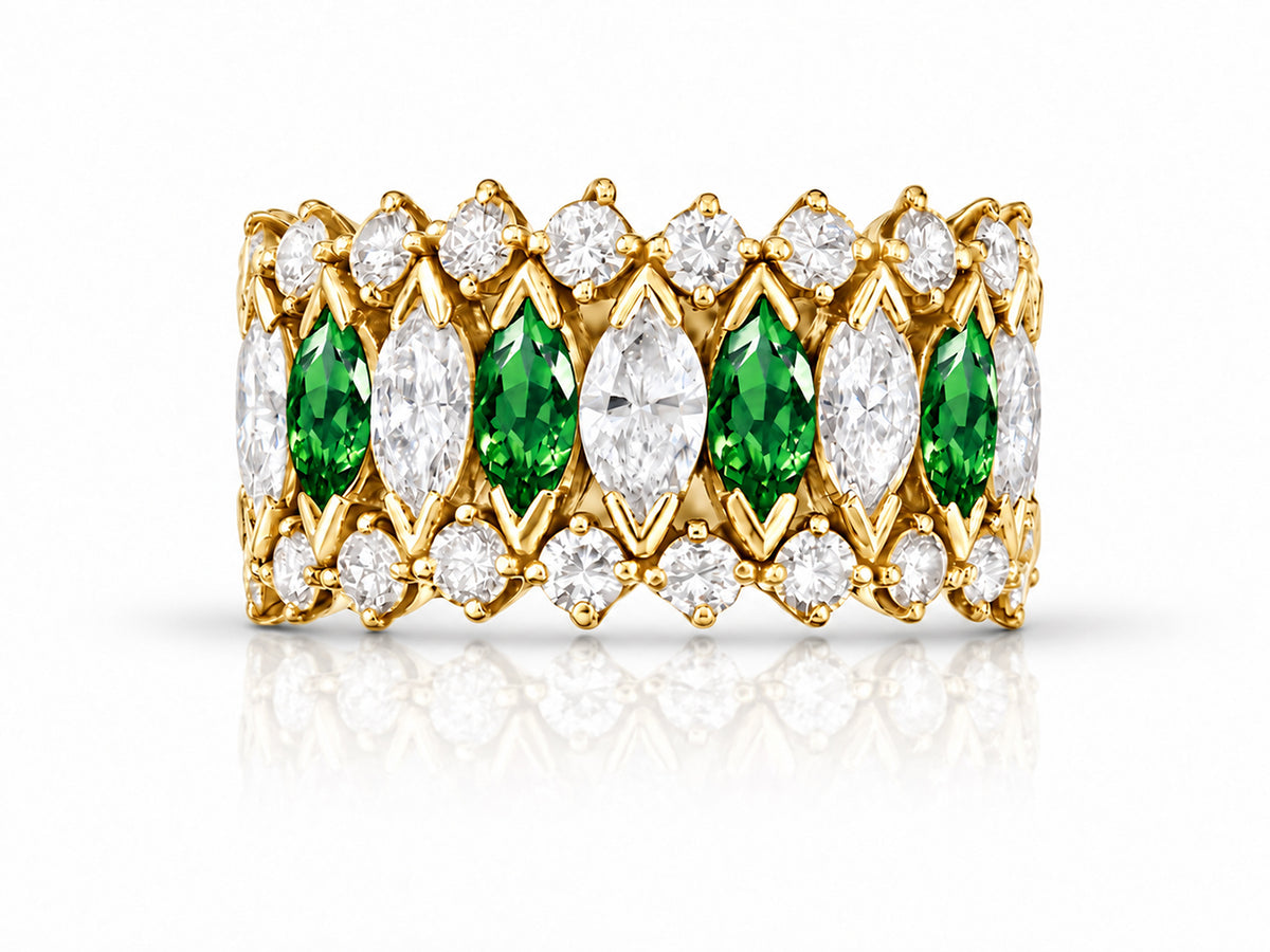 Custom made stackable diamond and emerald anniversary eternity rings 2026 1