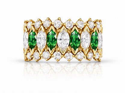 Custom made stackable diamond and emerald anniversary eternity rings 2026 1