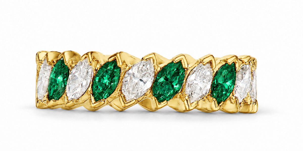Custom made stackable diamond and emerald anniversary eternity rings 2026 15
