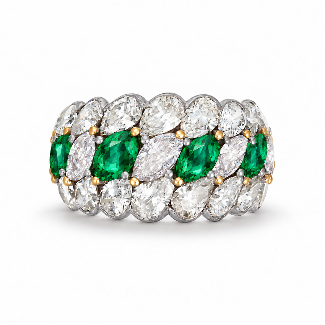 Custom made stackable diamond and emerald anniversary eternity rings 2026 18