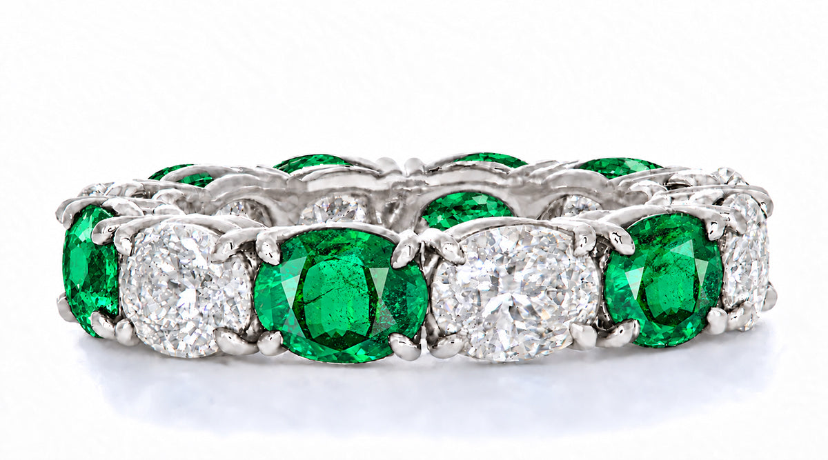 Custom made stackable diamond and emerald anniversary eternity rings 2026 19